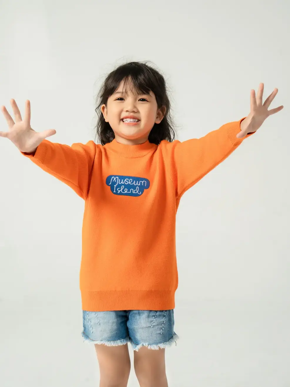 Áo len kid thân sau thêu lâu đài - Cam - 2