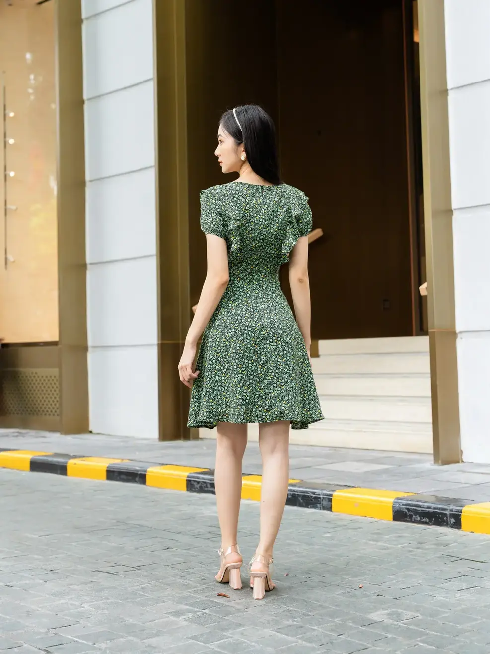 Váy nữ xoè bèo thân - Xanh - S