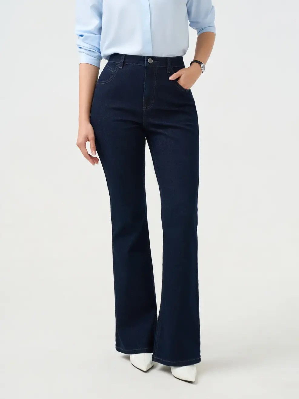 Quần Jeans Nữ Flare Tôn Dáng - Màu chàm 001 - 27