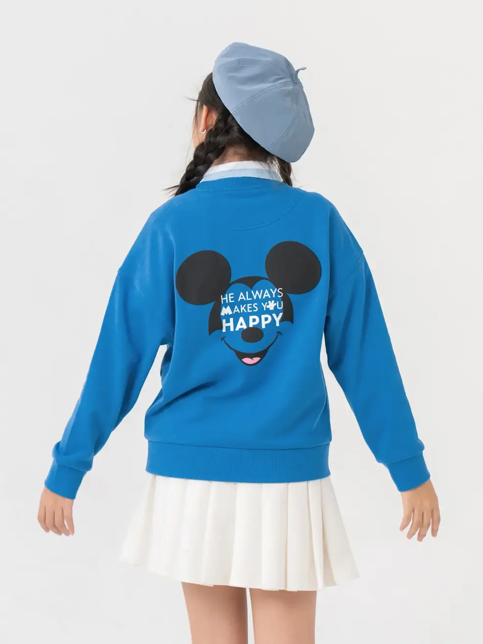 Áo Dài Tay Kid Happy Face Mickey - Xanh coban - 10