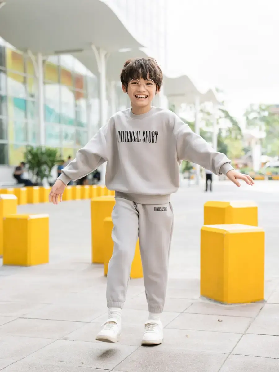 BỘ ĐÔNG KID CHẤT NỈ UNIVERSAL SPORT - Ghi - 2