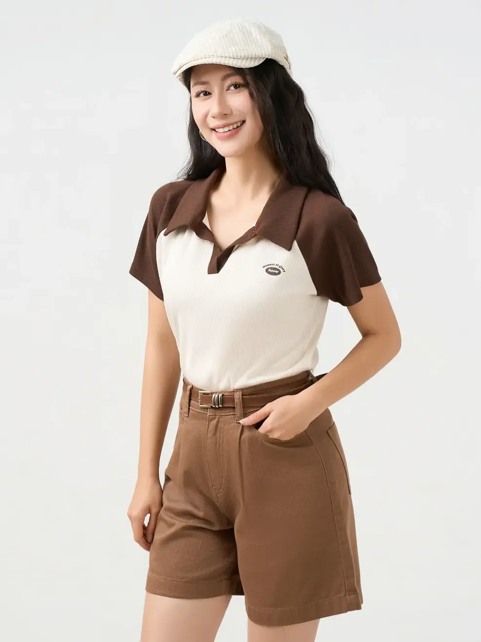 Áo Polo Nữ Slimfit Tay Raglan - NÂU 147  - L