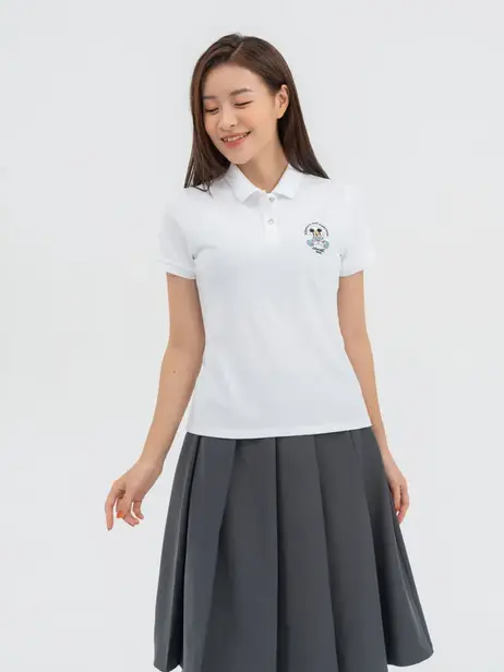 Áo Polo Nữ Cafe Dệt Tổ Ong In Hình Mickey