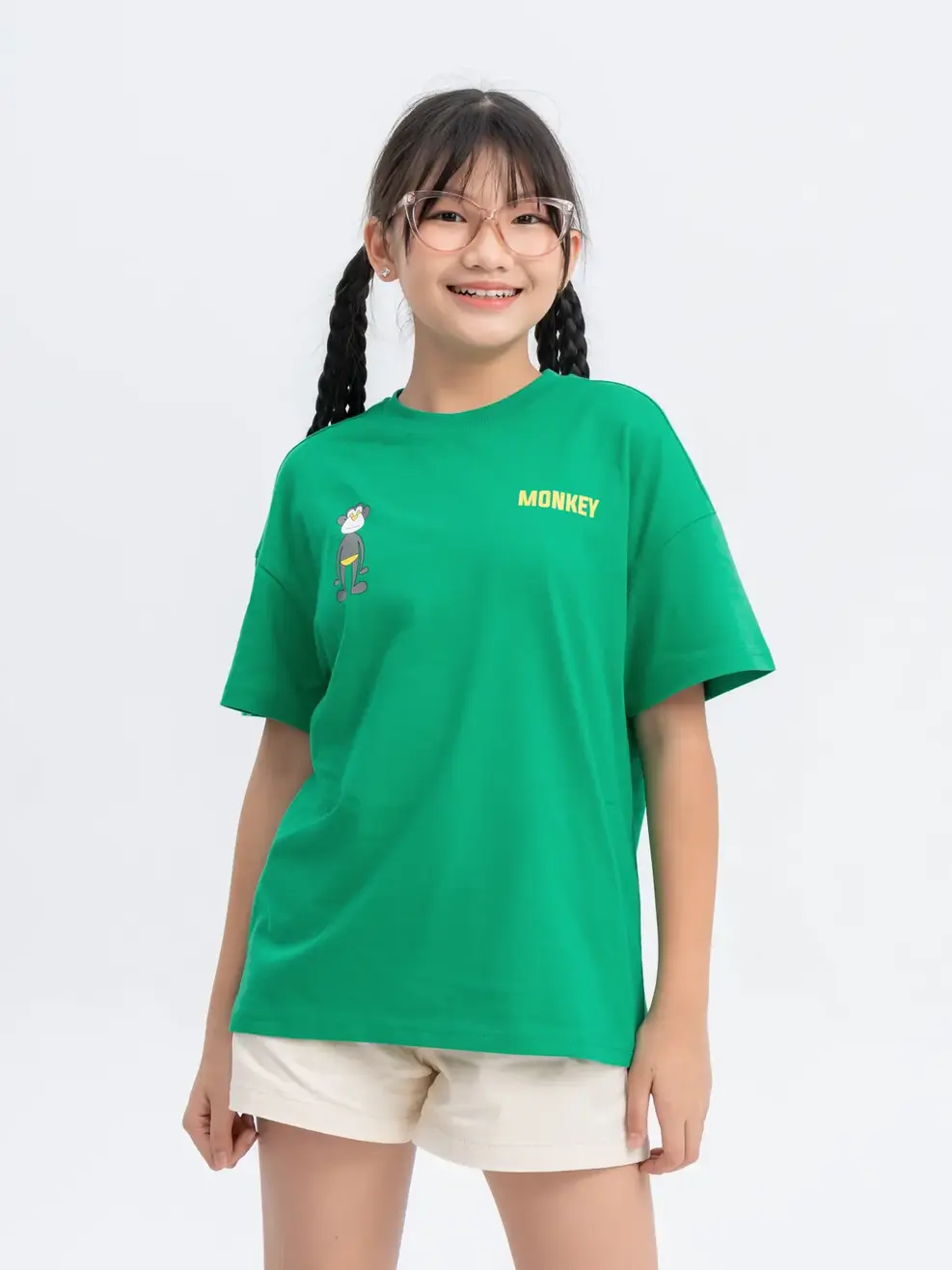 T-shirt Kid Lớn In Monkey - Xanh Lá - 10