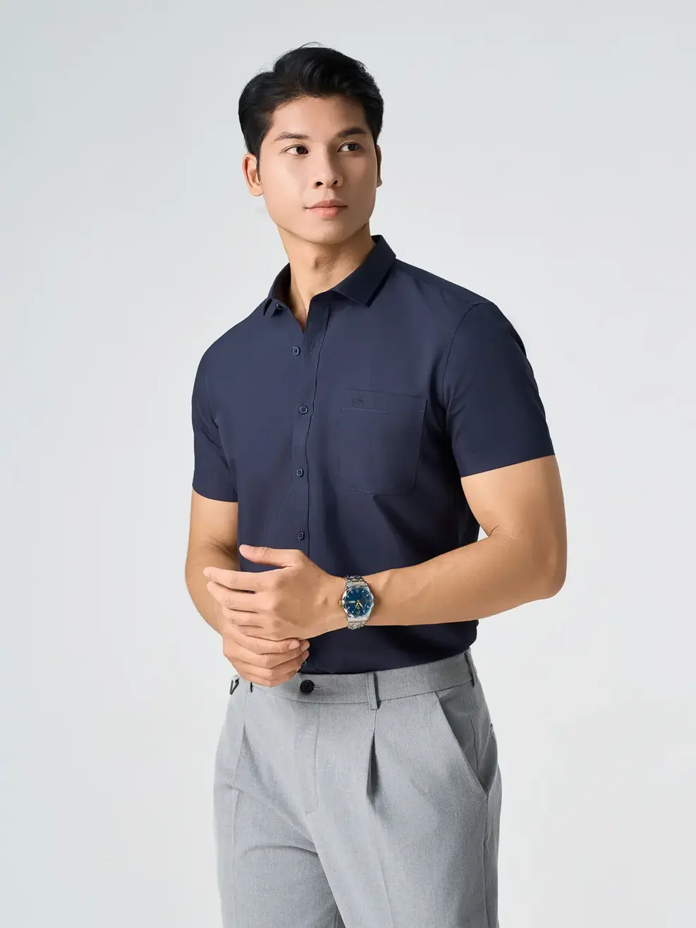 Áo Sơ Mi Nam Cộc Tay Túi 3M (SNM5005) - TÍM THAN 069 - M
