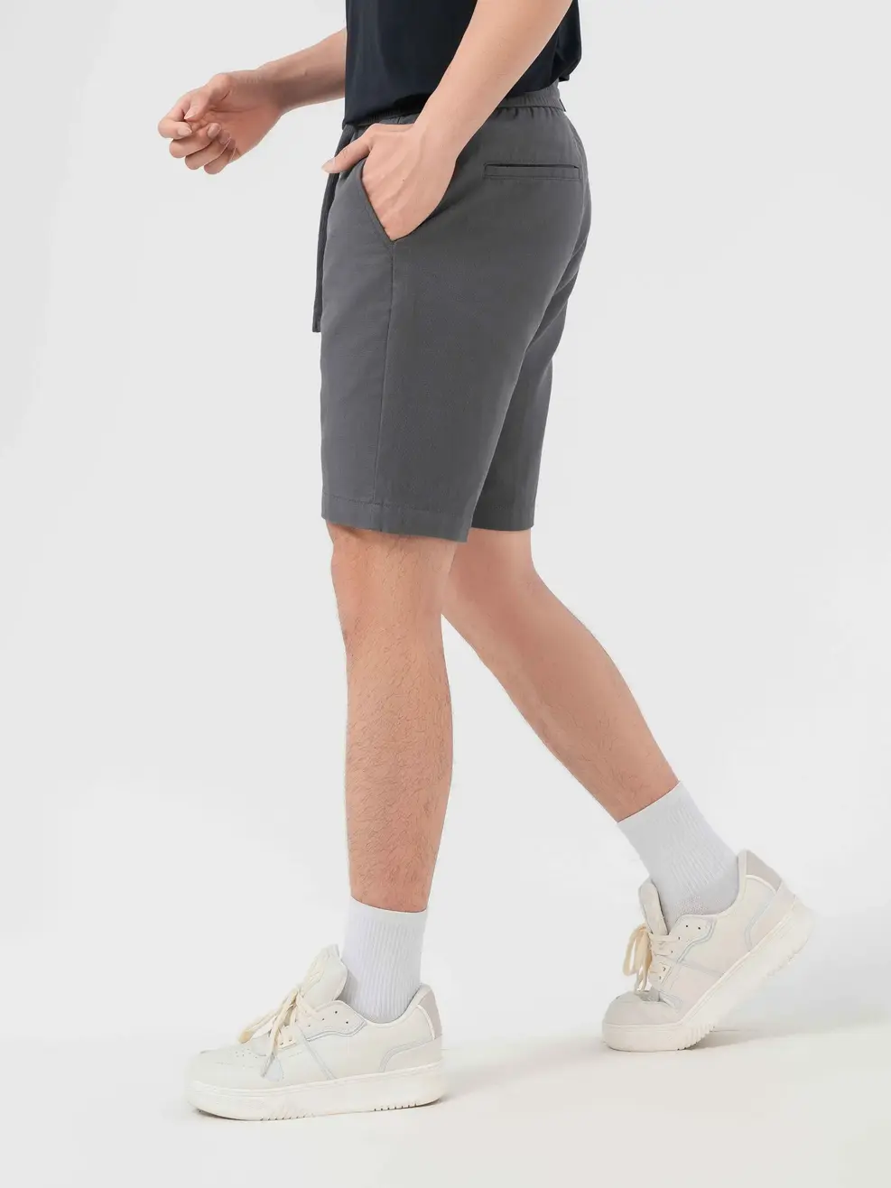 Quần Short Nam Đũi Cạp Chun - Xám - 29