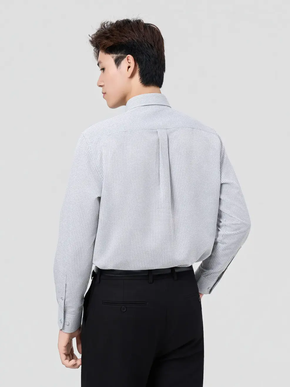 Áo Sơ-mi Nam Dài Tay Nano Kẻ Caro Phom Regular - Kẻ Xám 172 - M