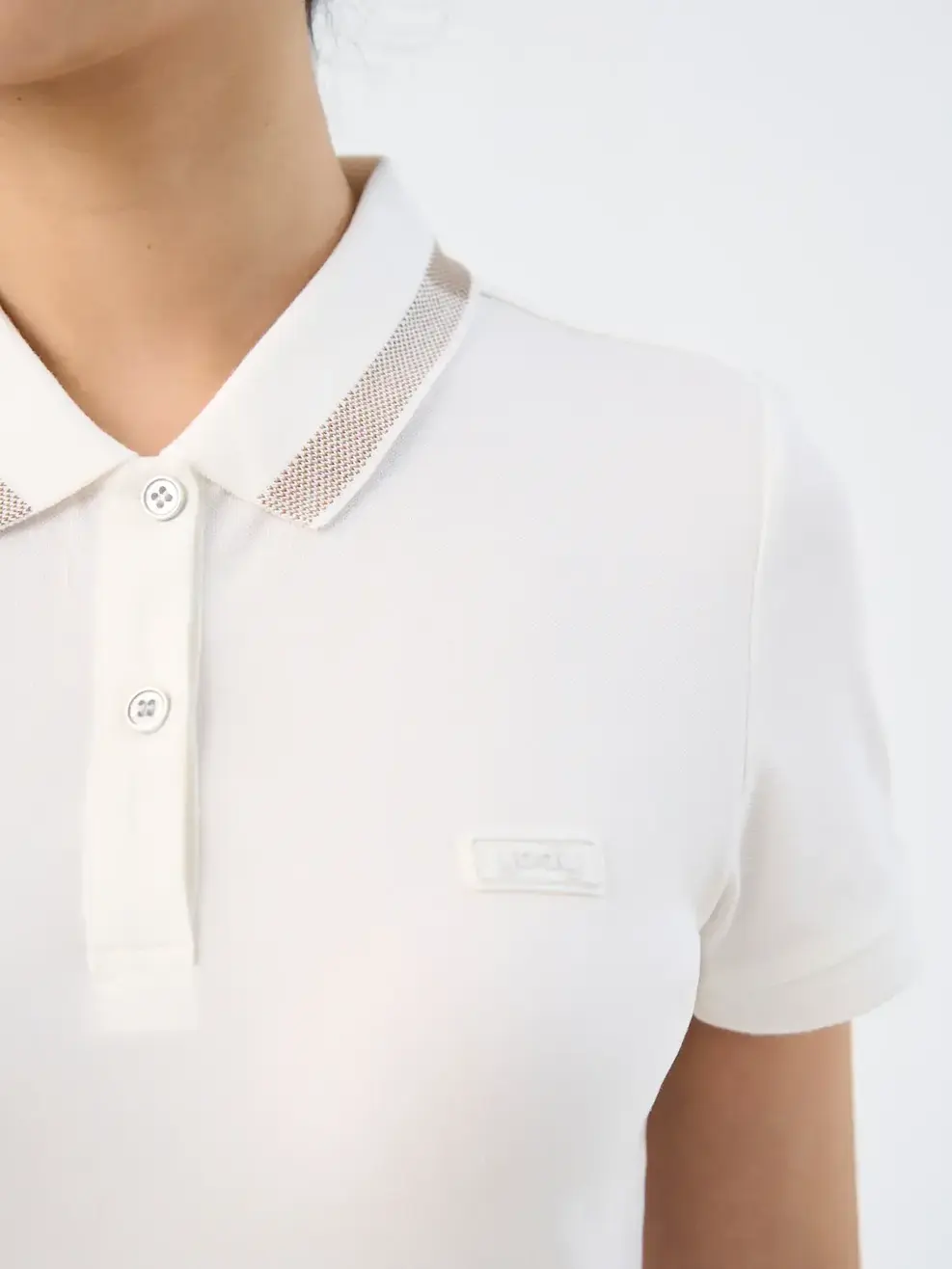 Áo Polo Nữ Mắt Chim Phối Bo-APN3340 - Trắng 001 - S