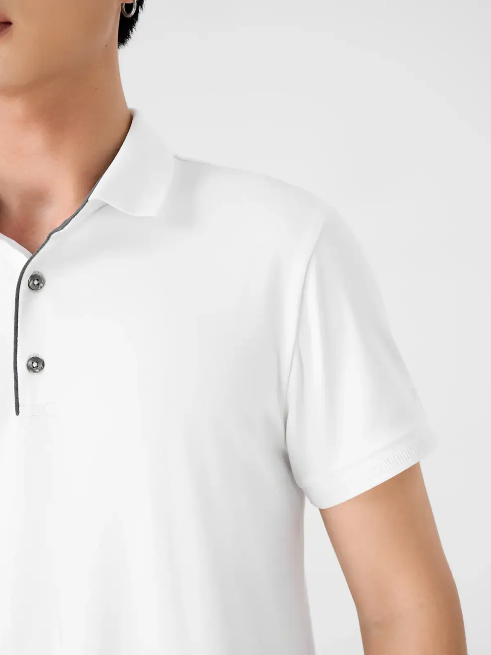 Polo Nam Bạc Hà Lé Nẹp - Trắng - 2XL