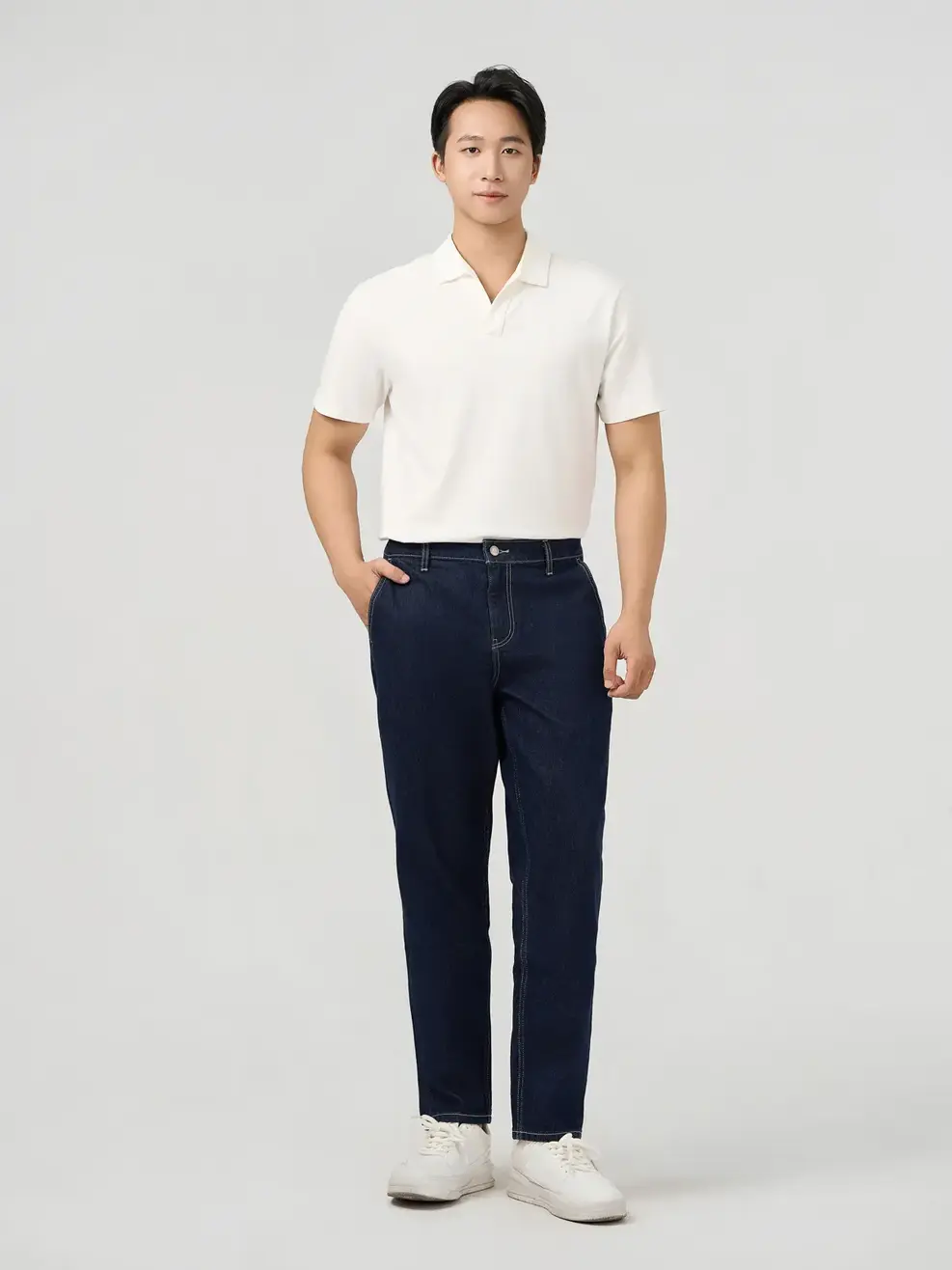 Quần Jeans Nam Baggy Raw Denim - Màu chàm 001 - 28