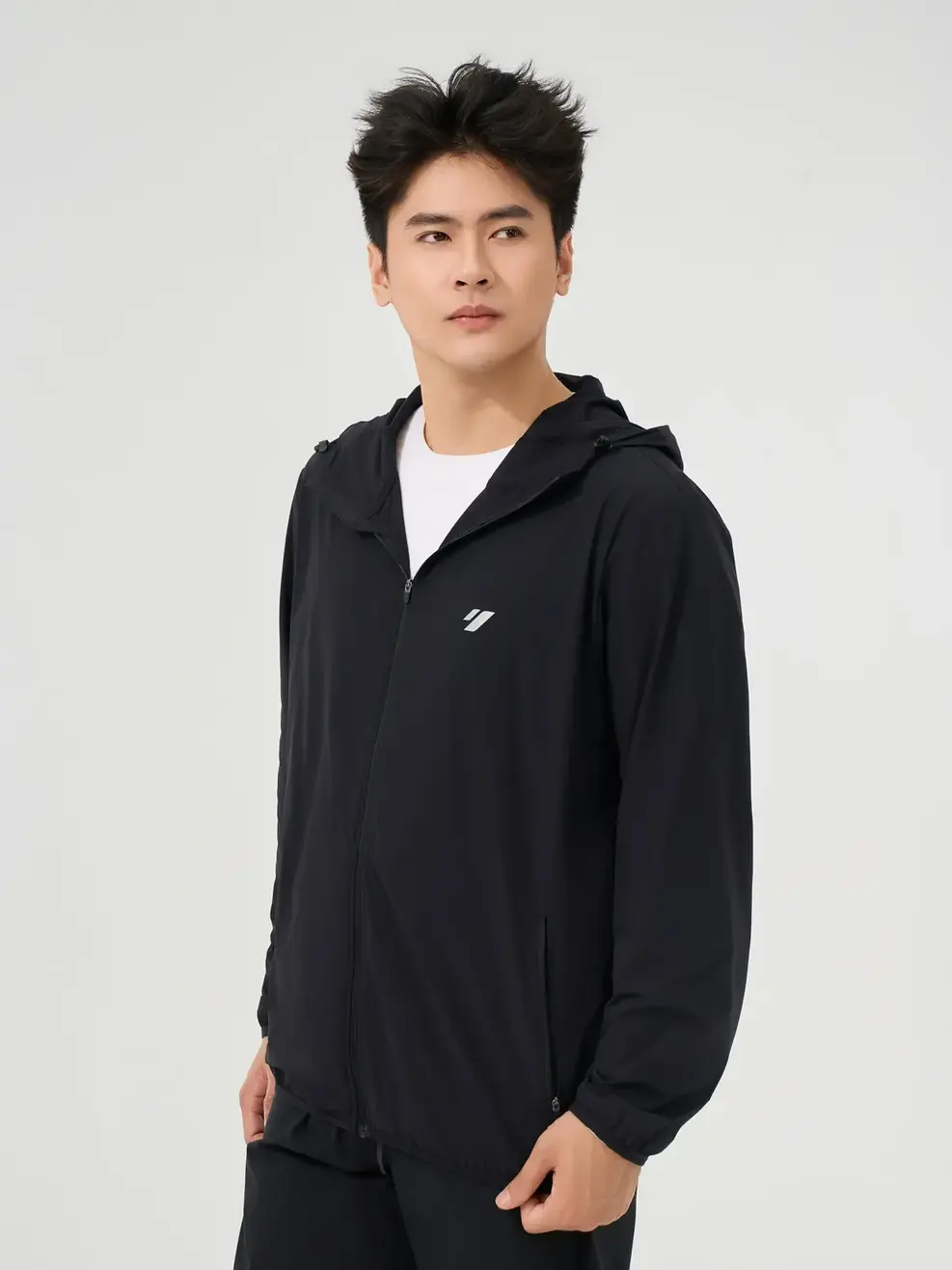 Áo Khoác Gió Thể Thao 1 Lớp Anti Uv - ĐEN 002 - M