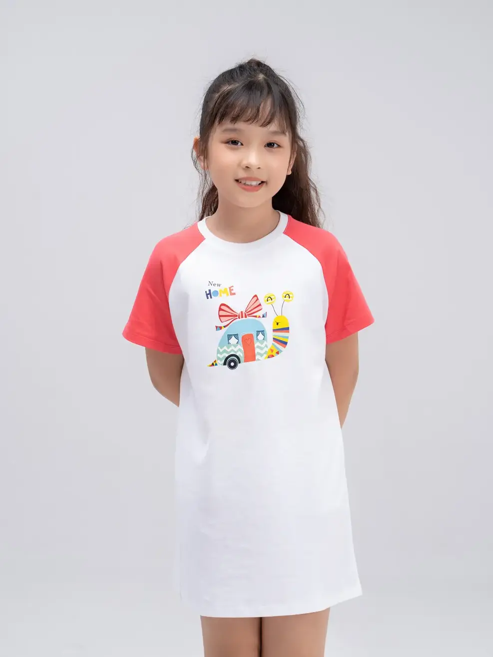 Váy trẻ em ốc sên phối tay - Hồng - 2