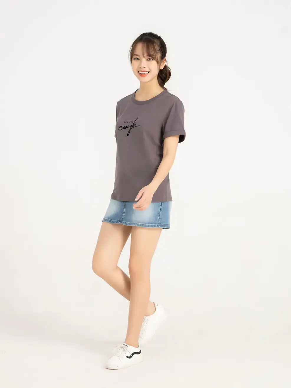 Áo thun nữ xuông - Xám - XL