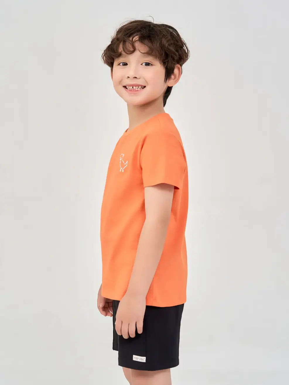 T-shirt Kid Thêu Khủng Long Cotton Usa - Cam - 2