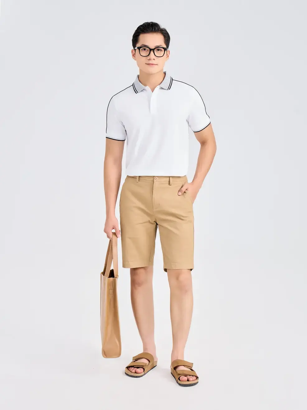 Polo Nam Bo Kẻ - Trắng. - 3XL