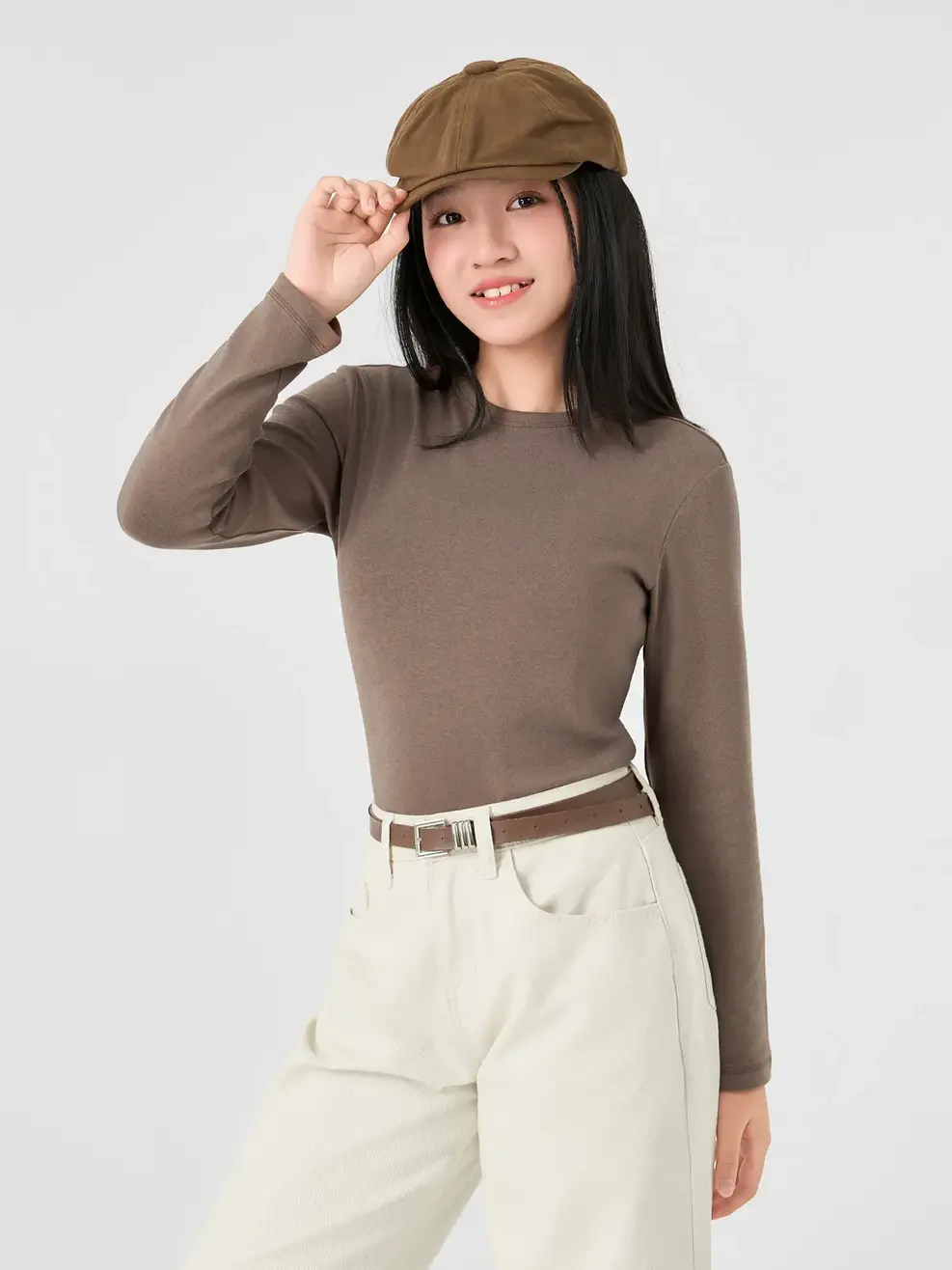 Áo Body Giữ Nhiệt Cổ Tròn Cơ Bản - Nâu 056 - 164