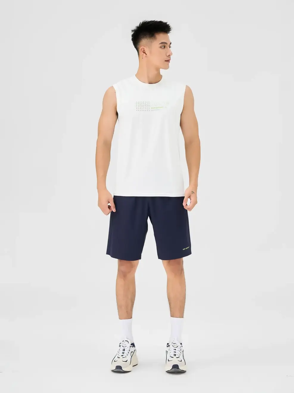 Bộ Đồ Nam Ba Lỗ - Trắng Navy - M