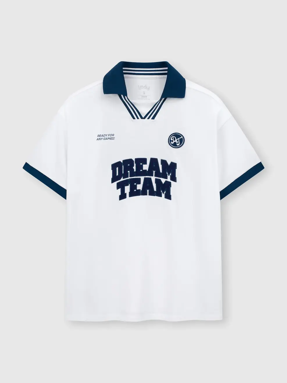 Áo Polo Nữ Relax Dreamteam Cổ V Bo Kẻ - Trắng 001 - S