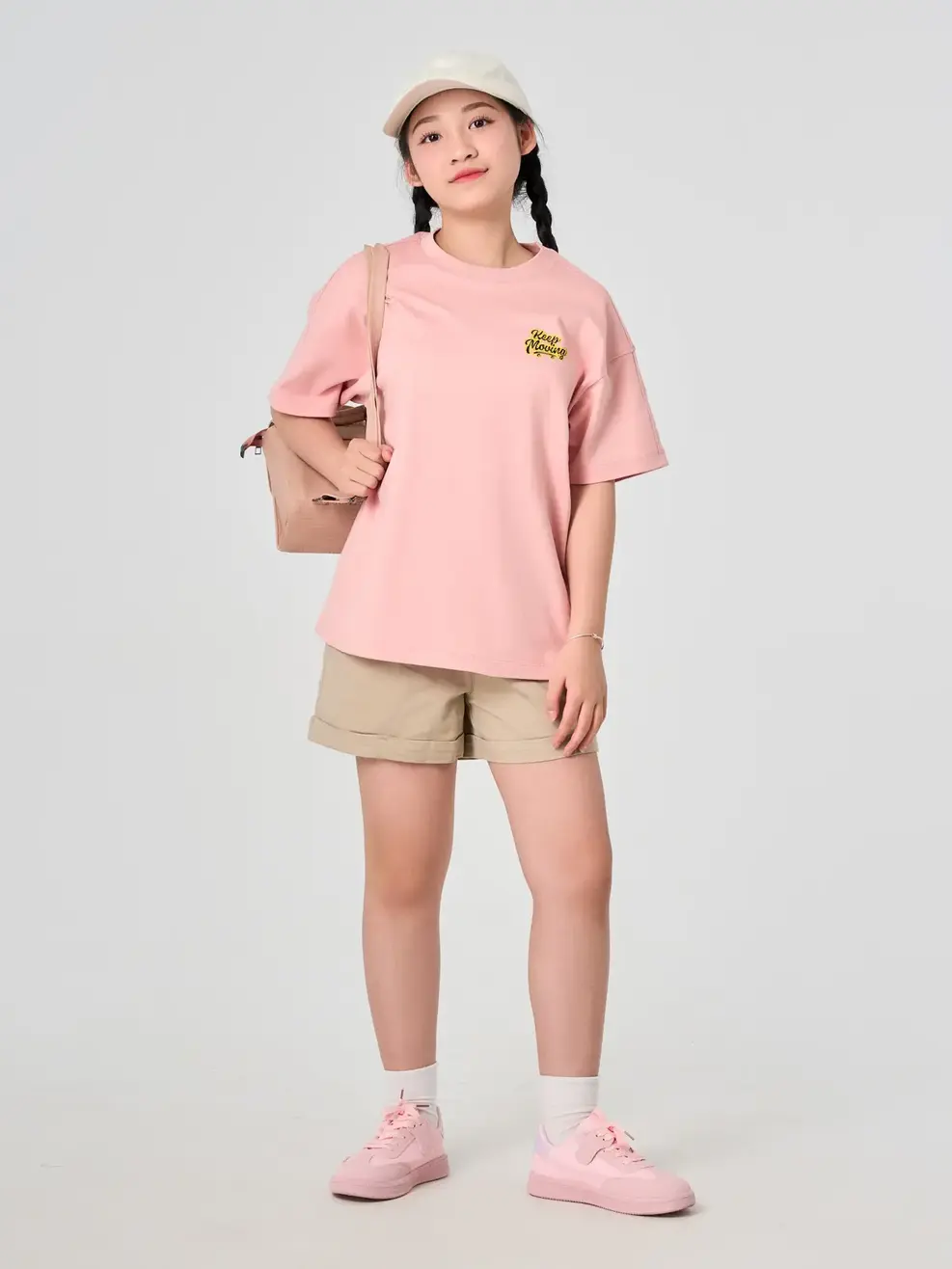 Áo Phông Kid Dải Chỉ In Ngực - Hồng 024 - 10-11