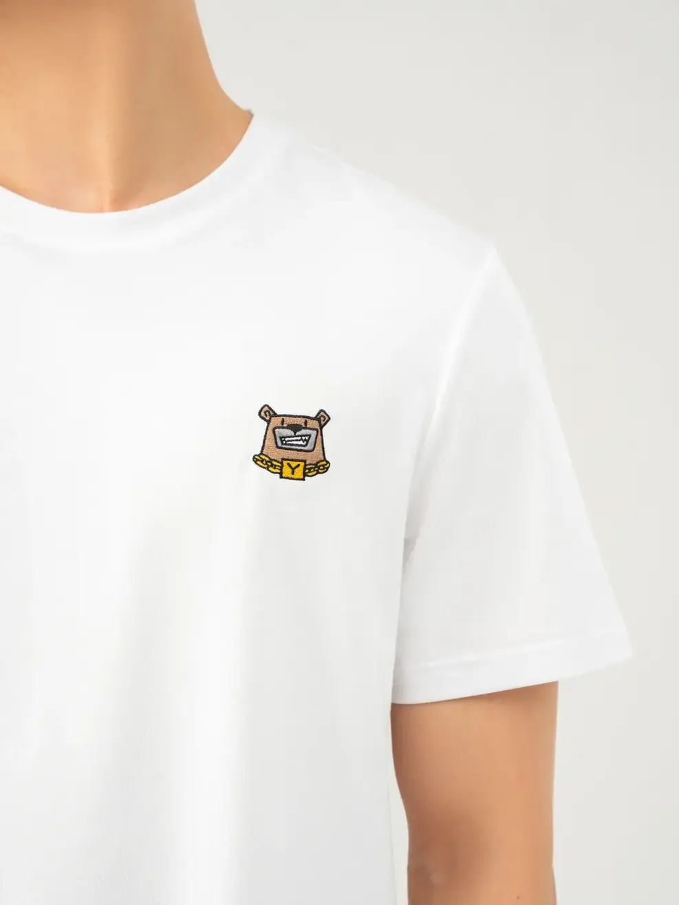 T-shirt Nam Thêu Ngực Bột Ngô - Trắng 1 - M