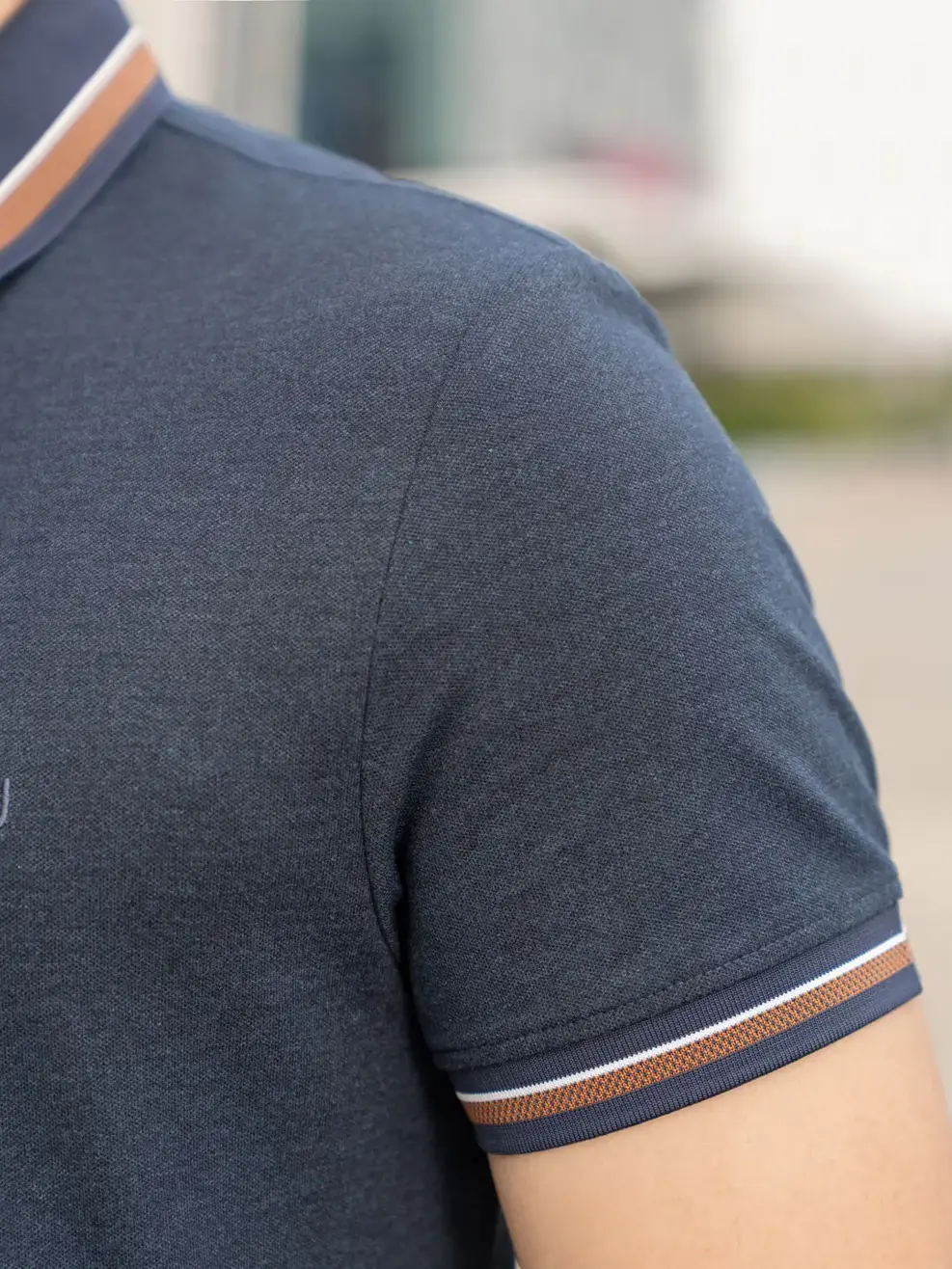 Polo nam sợi se phối nẹp - Xanh đen - M