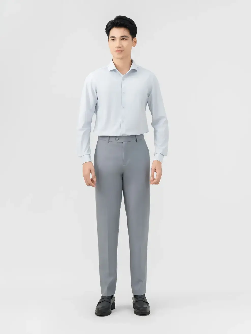 Áo Sơ-mi nam dài tay Knit kẻ sọc (SMM7019) - Kẻ Xám 160 - M