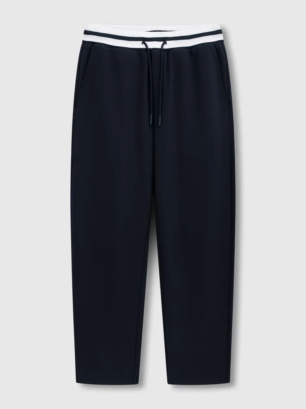 Bộ Đồ Nỉ Nam Cổ Cạp Phối Bo Dệt Kẻ - Navy 001 - M