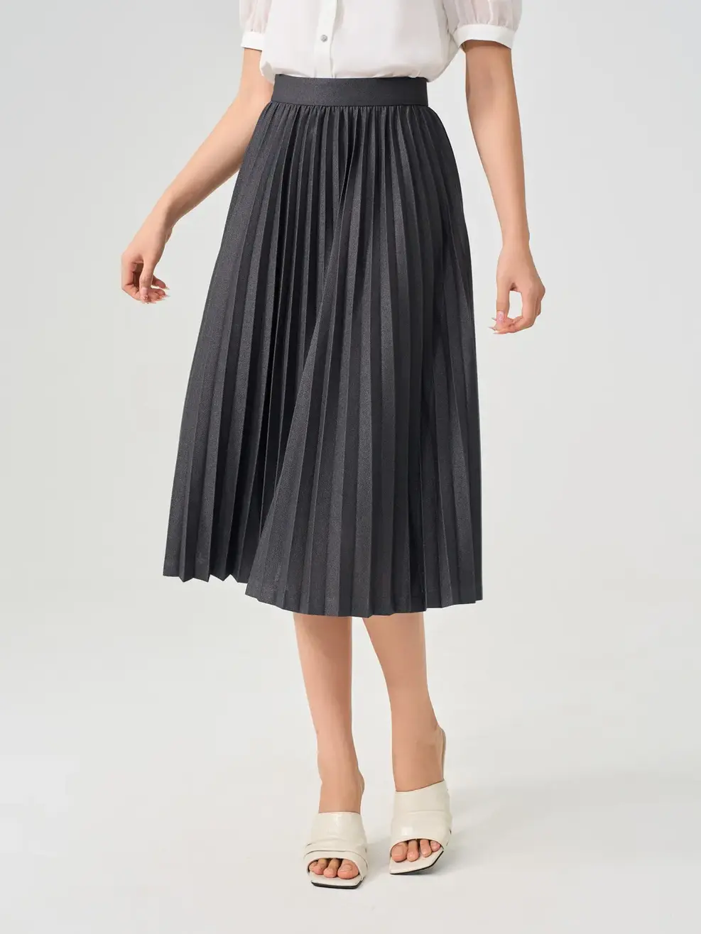 Chân Váy Nữ Dập Xòe Quạt - Xám - S