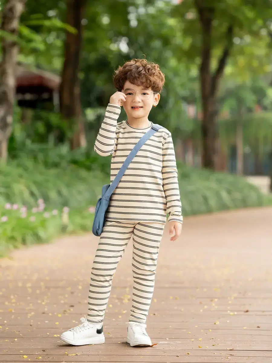 Bộ đồ trẻ em kẻ dáng ôm - Be 2 - 8