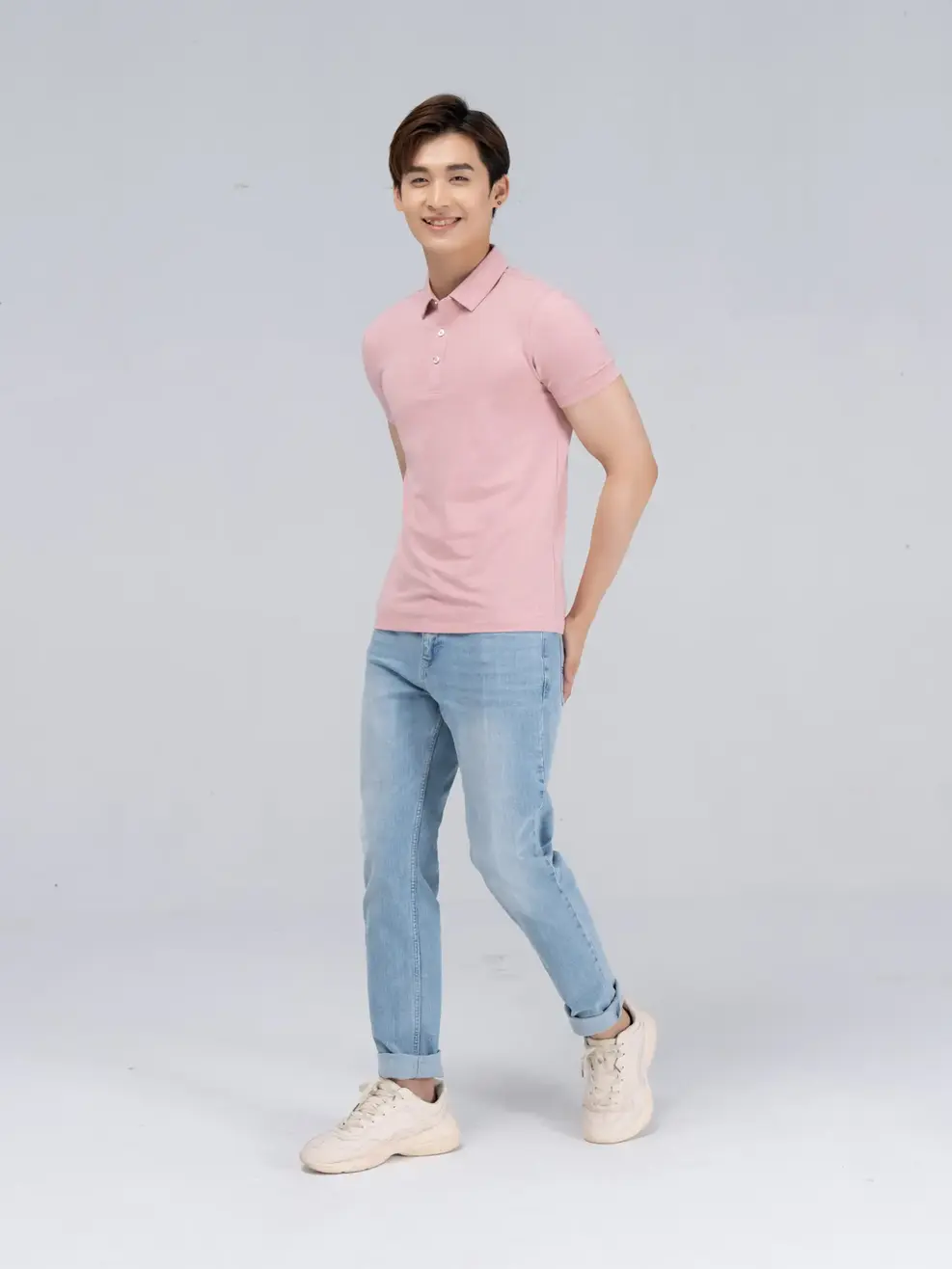 Polo nam modal - Hồng - 3XL