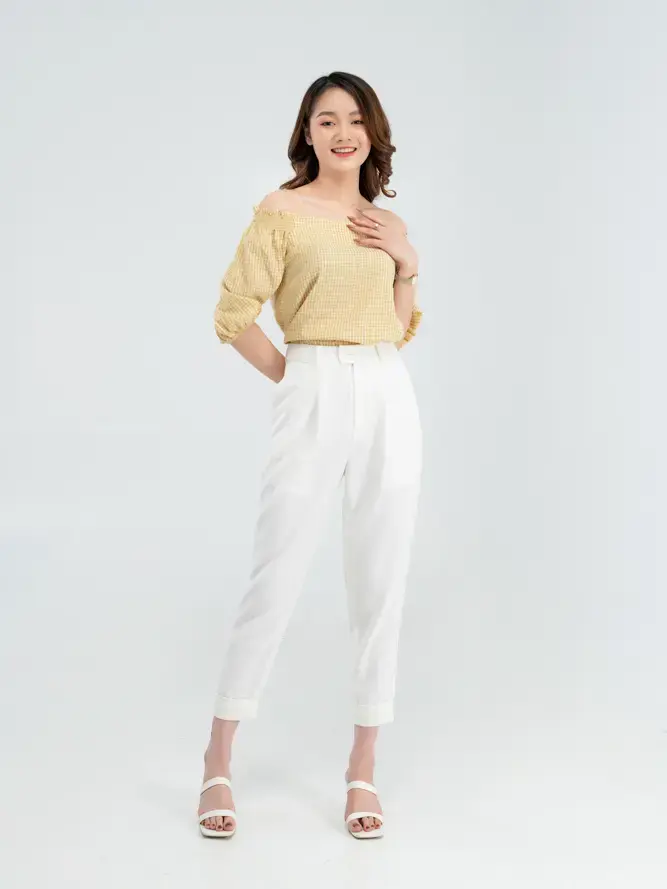 Sơ mi vai trễ tay lỡ - Vàng - L