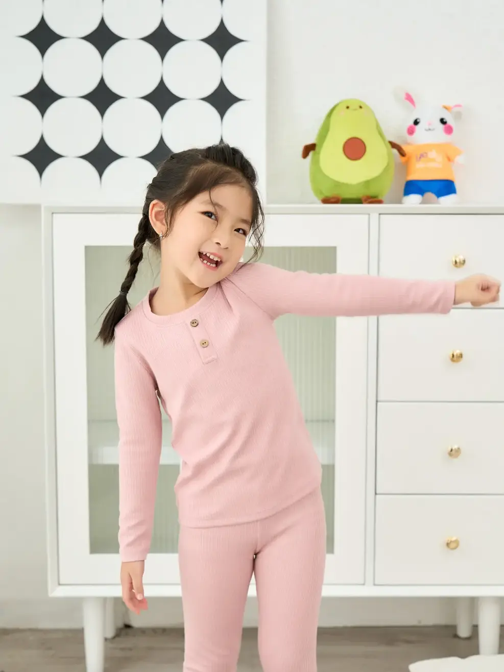 BỘ ĐỒ TRẺ EM CỔ TRÒN - Hồng - 2