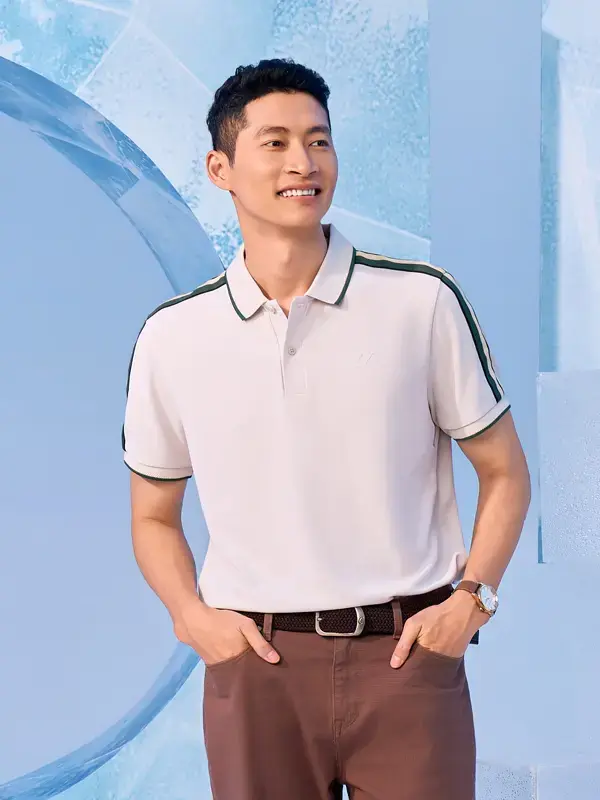 Áo Polo Phối Dây Dệt Năng Động - Trắng 001 - S