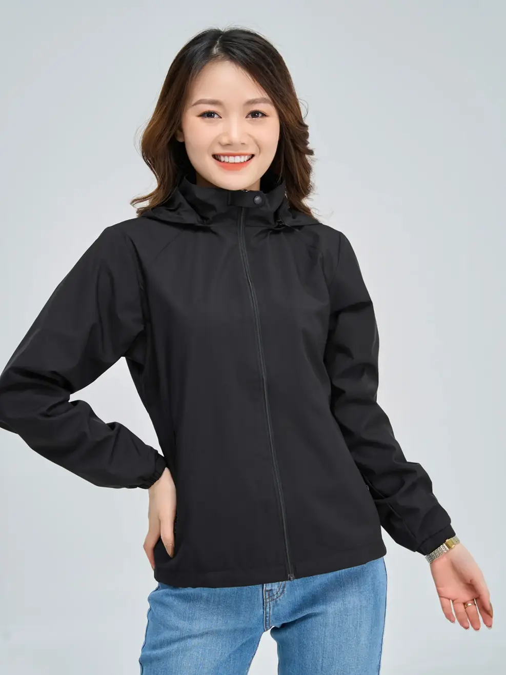 Áo khoác nữ phối lưng - Đen - XL