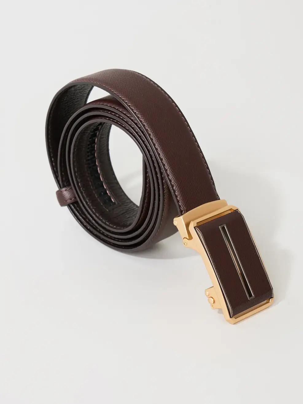 Thắt Lưng Nam Khoá Lăn Mặt Kim Loại Phối Da 04 - Nâu - 115