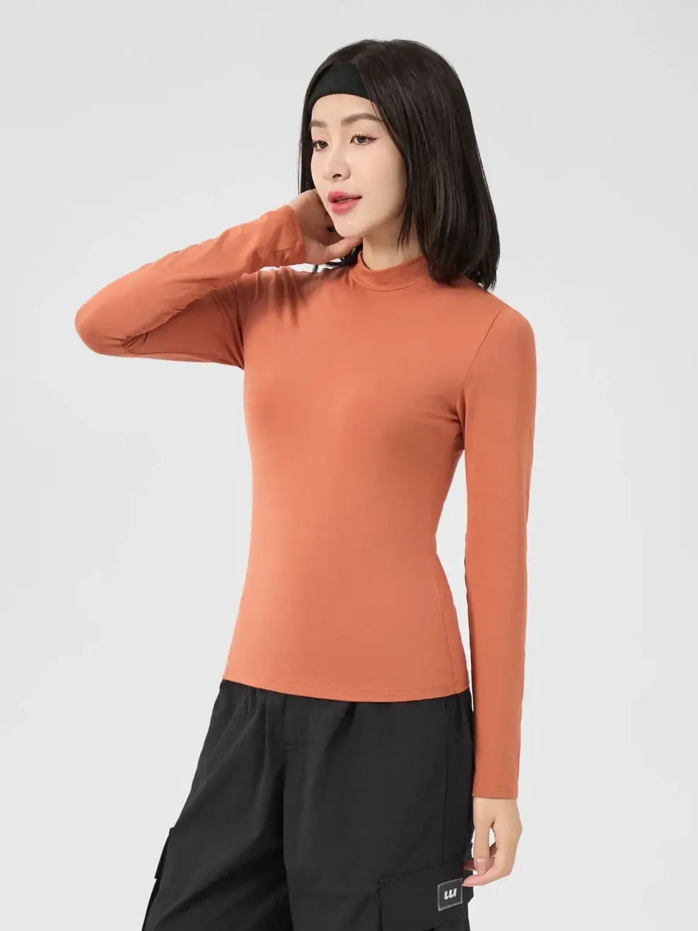 Áo Thu Đông Nữ Giữ Nhiệt Cổ 3cm - Cam đất - S