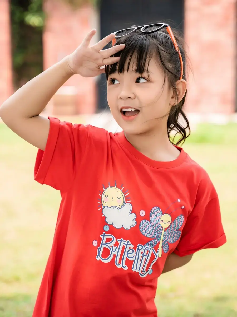 Váy kid nữ cánh bướm thêu - Đỏ - 4