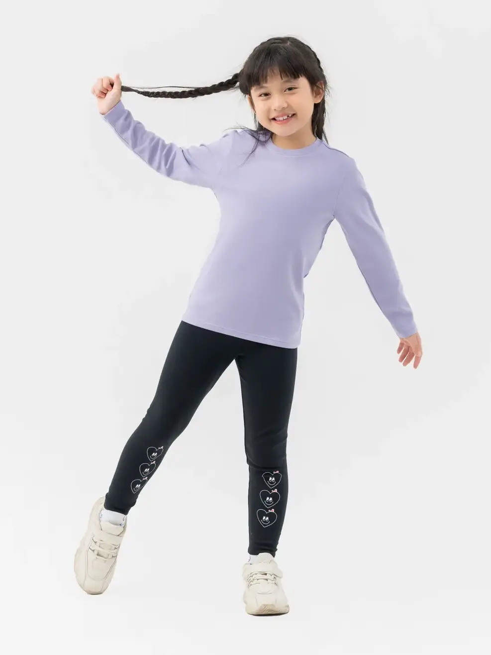 Áo Thun Dài Tay Kid Nhỏ Vải Rib Cổ Tròn - Tím - 2