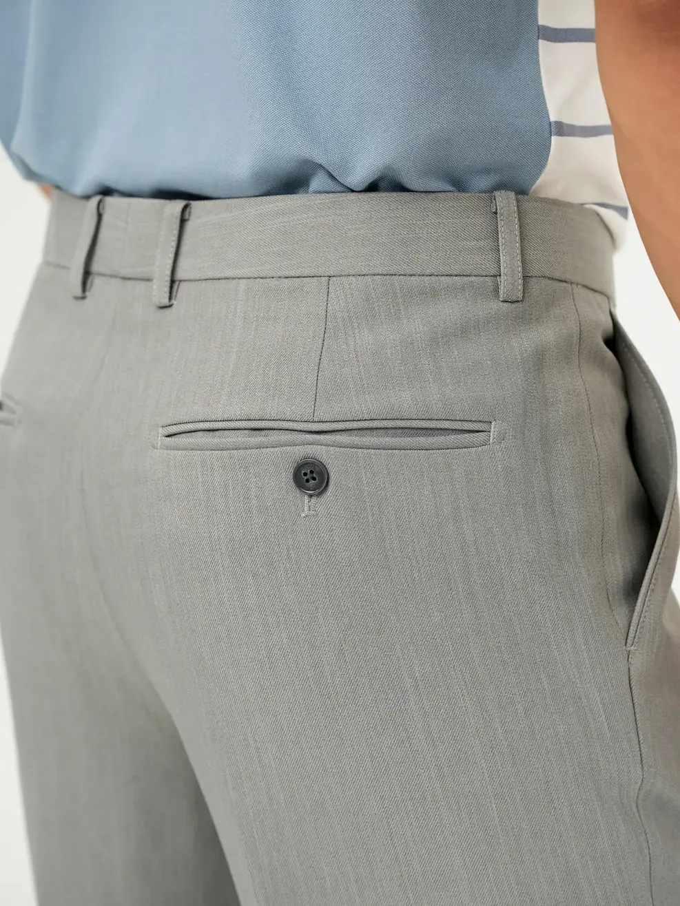 Quần Âu Nam Nano Melange Slim Fit - Ghi - 29