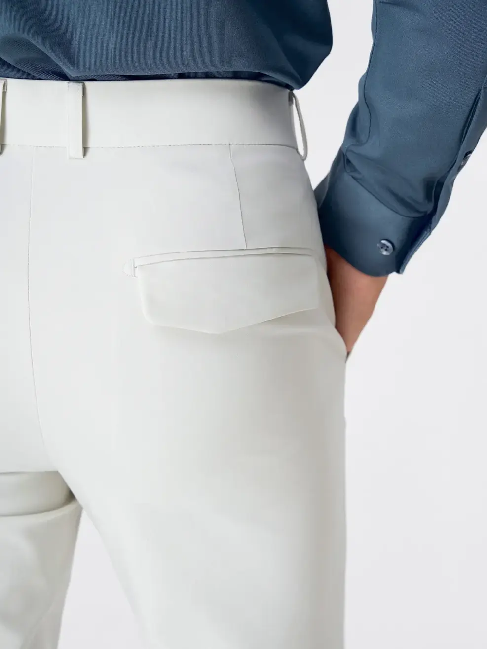 Quần Dài Âu Nam Business Nắp Túi Sau - Xám 001 - 29