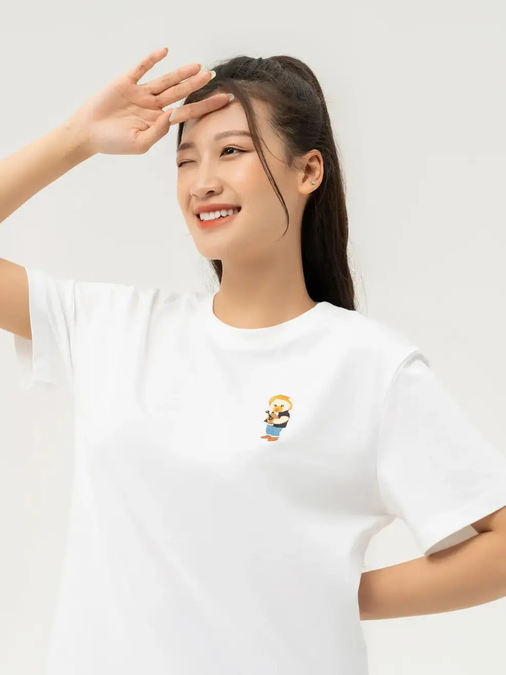 T-shirt Nữ Thêu Gấu Chất Liệu Cotton Usa - Trắng 1 - S