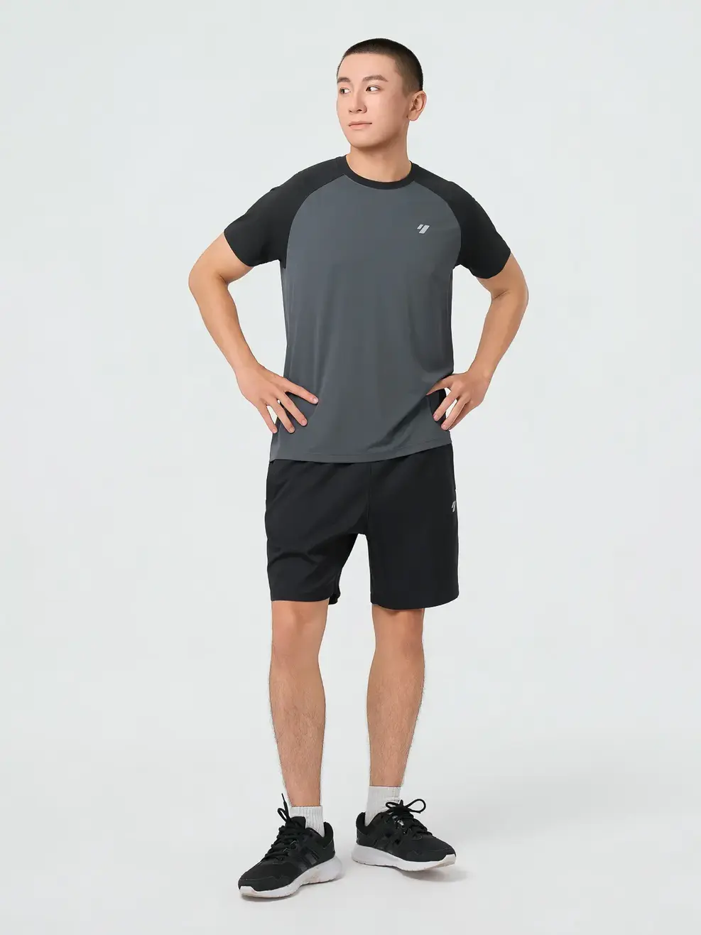 Áo Phông Thể Thao Tay Raglan Phối Màu - Than chì 002 - M