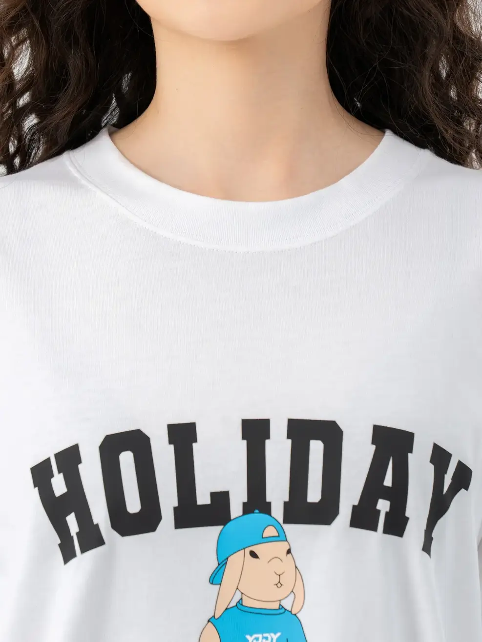 T-shirt Thể Thao Nữ Thỏ Trượt Ván - Trắng - 1