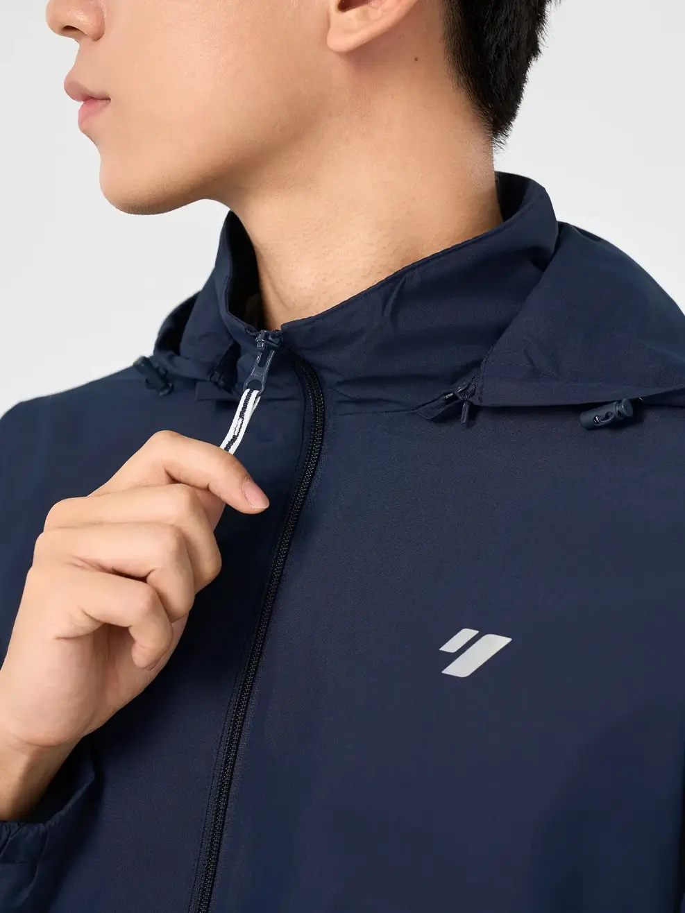 Áo Khoác Gió nam cơ bản phối dây dệt - Navy 001 - M