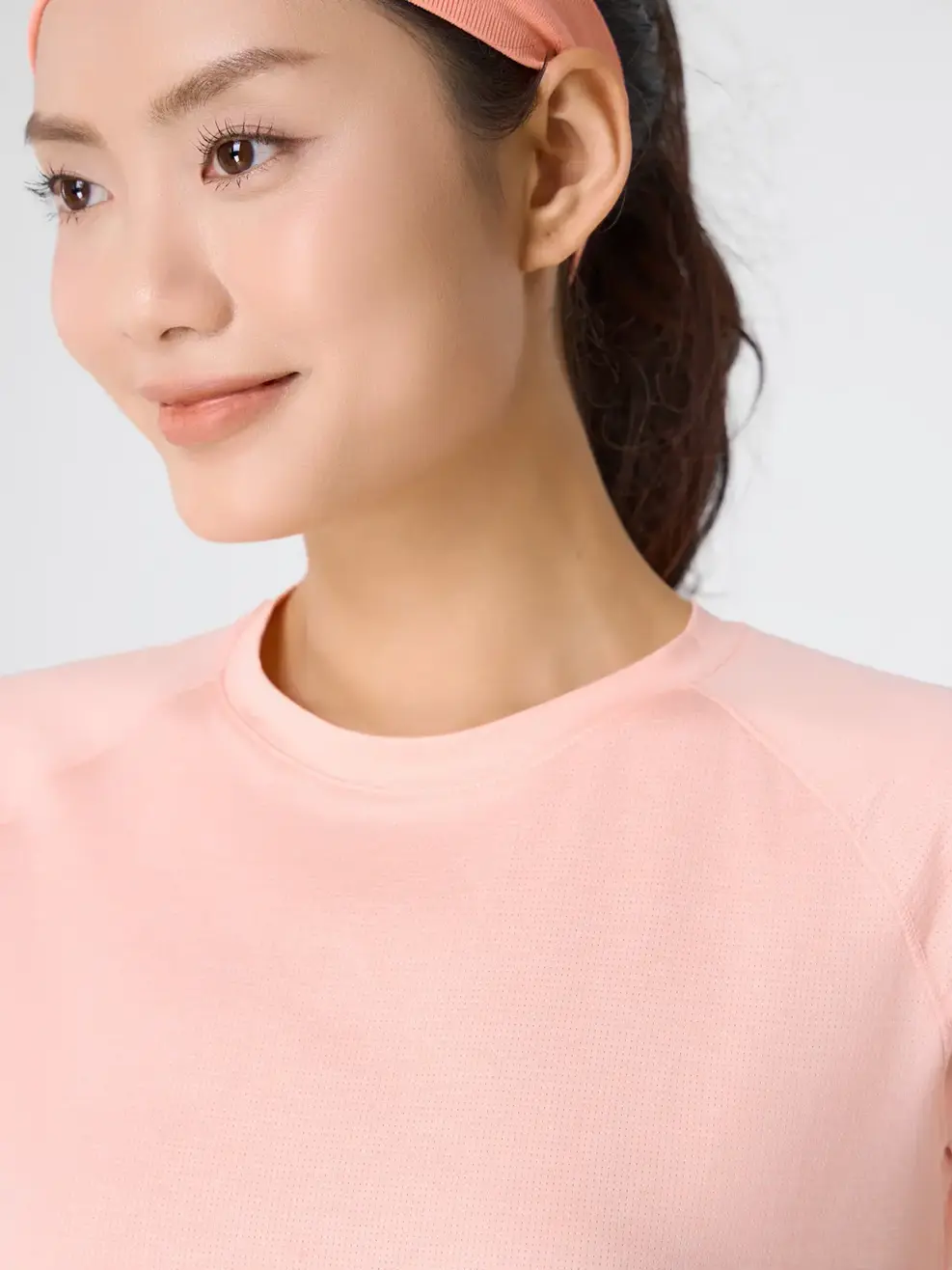 Áo Phông Thể Thao Siêu Nhẹ Dệt Melange - Phối Màu Hồng 085 - S