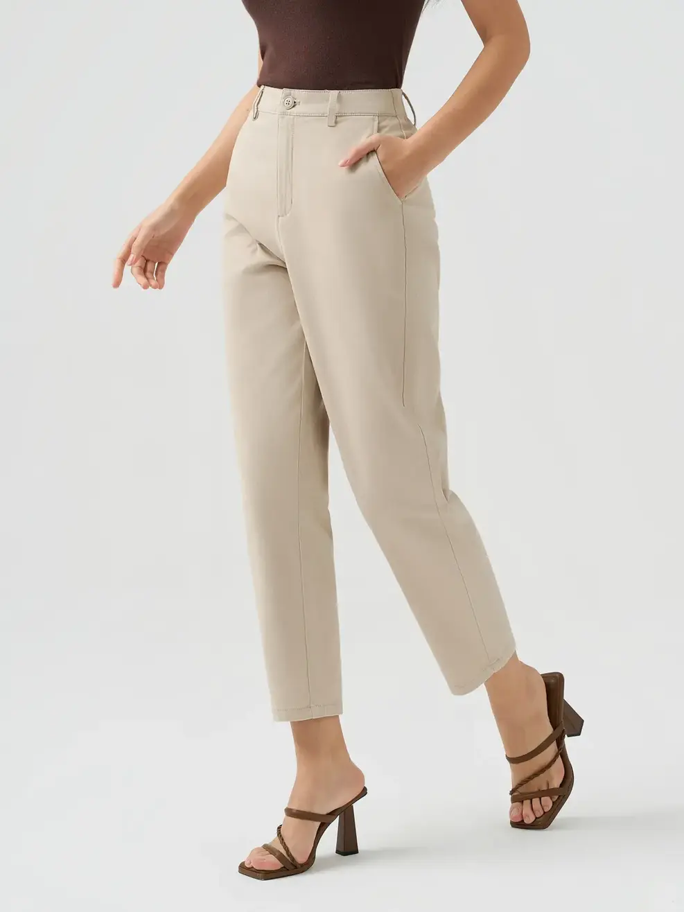 Quần Khaki Baggy Cạp Bán Chun - Be 043 - 26