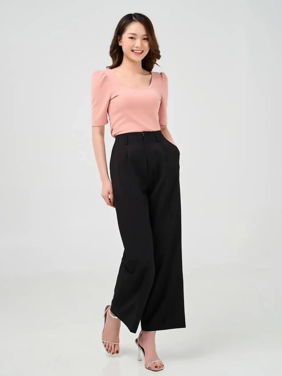 Thun nữ cổ vuông tay bồng - Hồng - M