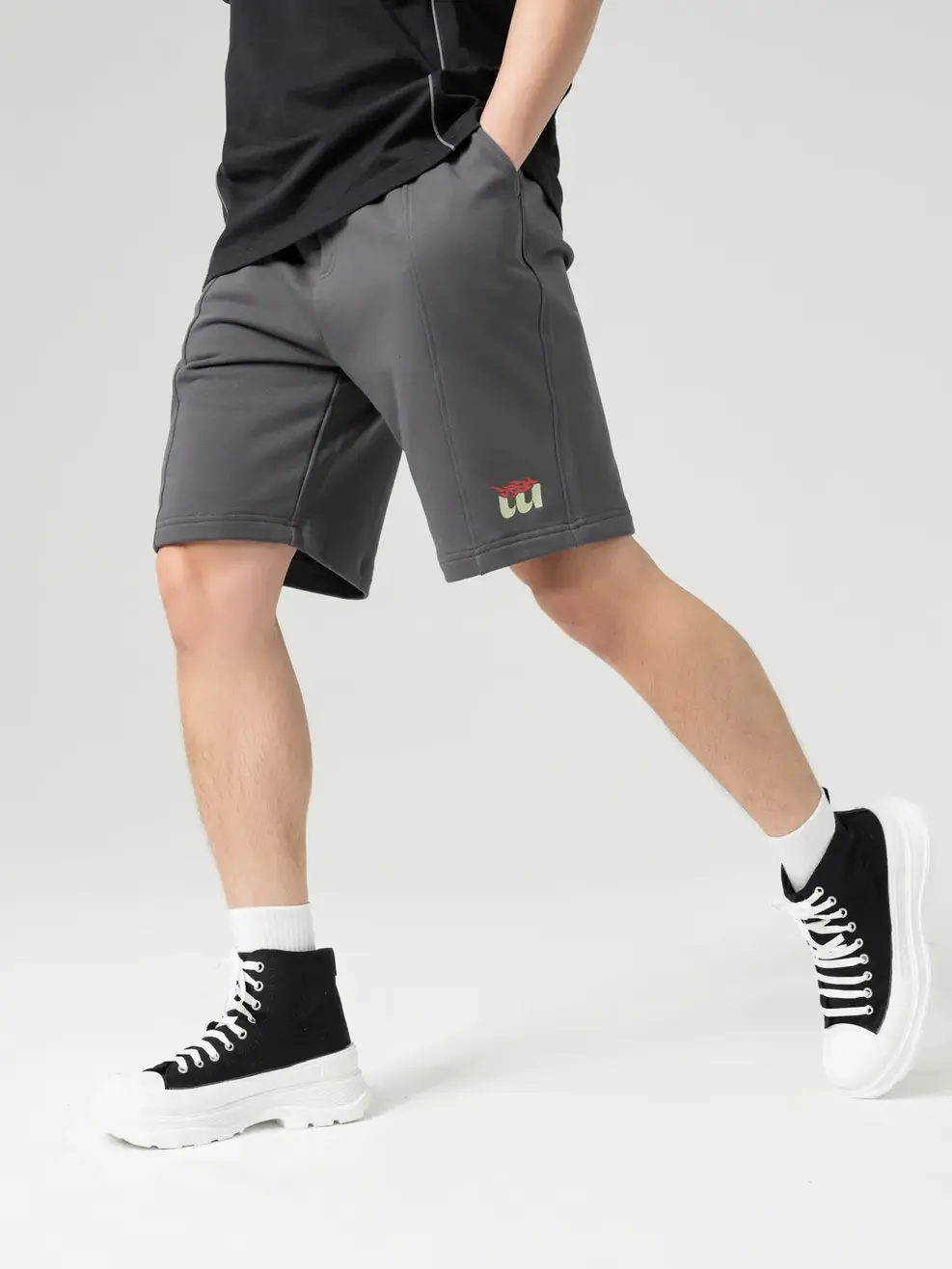 Quần Sooc Nỉ Yoguu Bổ Thân Trước - Ghi - M