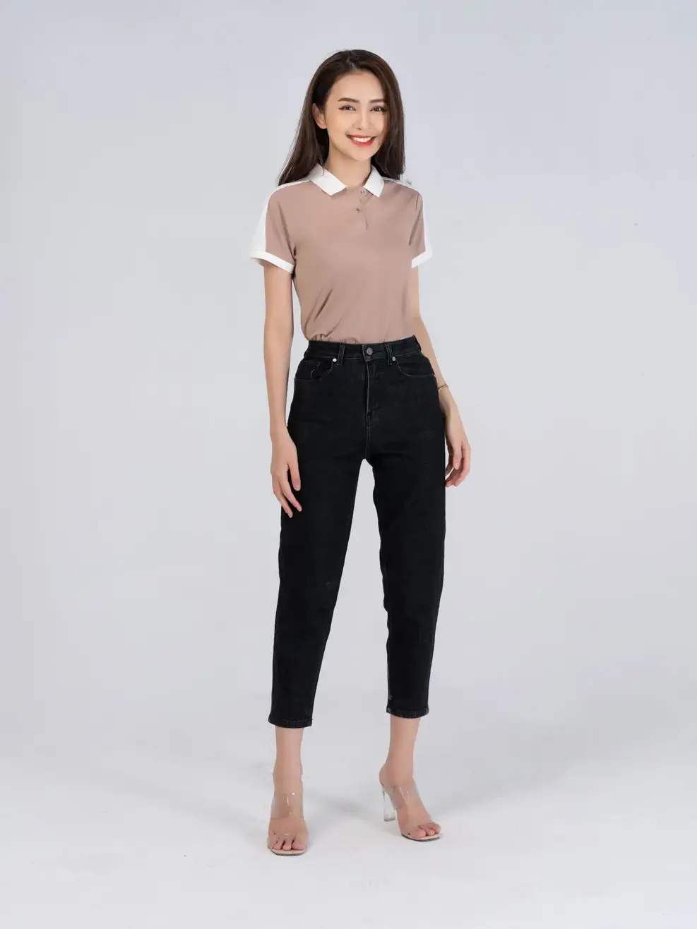 Polo nữ phối vai - Cafe 2 - L