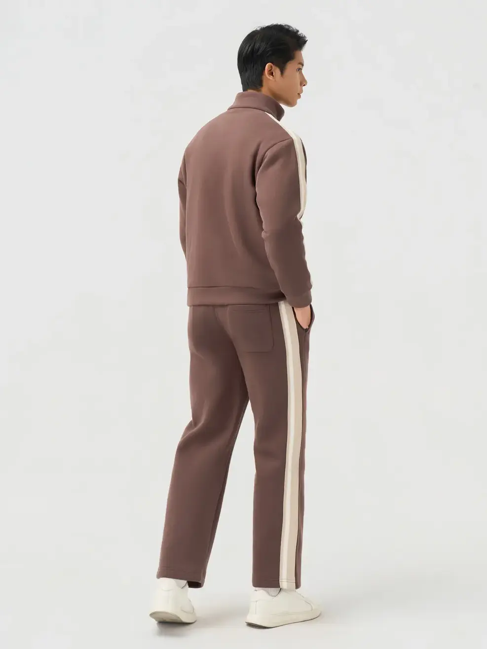 Bộ Đồ Nam Half Zip Phối Dây Dệt - Nâu 064 - L